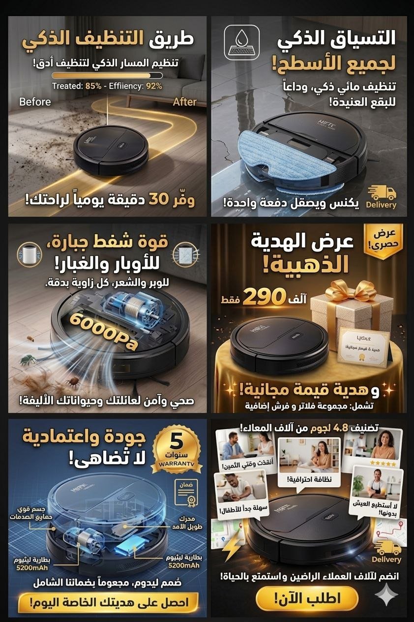 مكنسة كهربائية روبوتية ذكية - مكنسة كهربائية لاسلكية 3 في 1 - الصورة 5